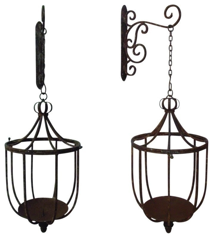 Colonial Wall Sconce Cage Lantern, Candle Holder Flower Pot Indoor Outdoor