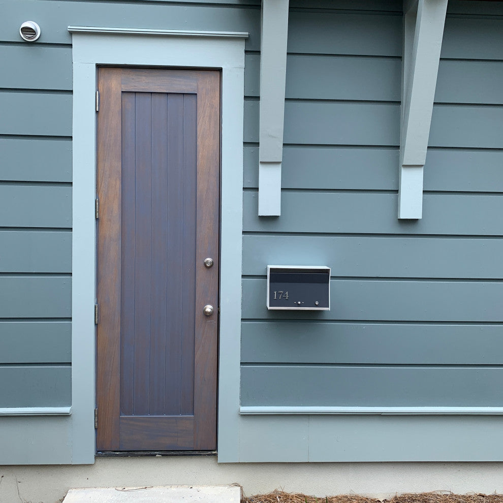 RetroBox Locking Modern Wall Mounted Mailbox, in Arctic Black & Aqua