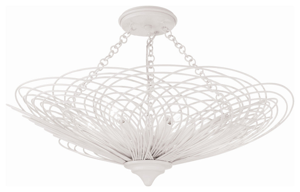 Crystorama Doral 6 Light Matte White Semi Flush Mount