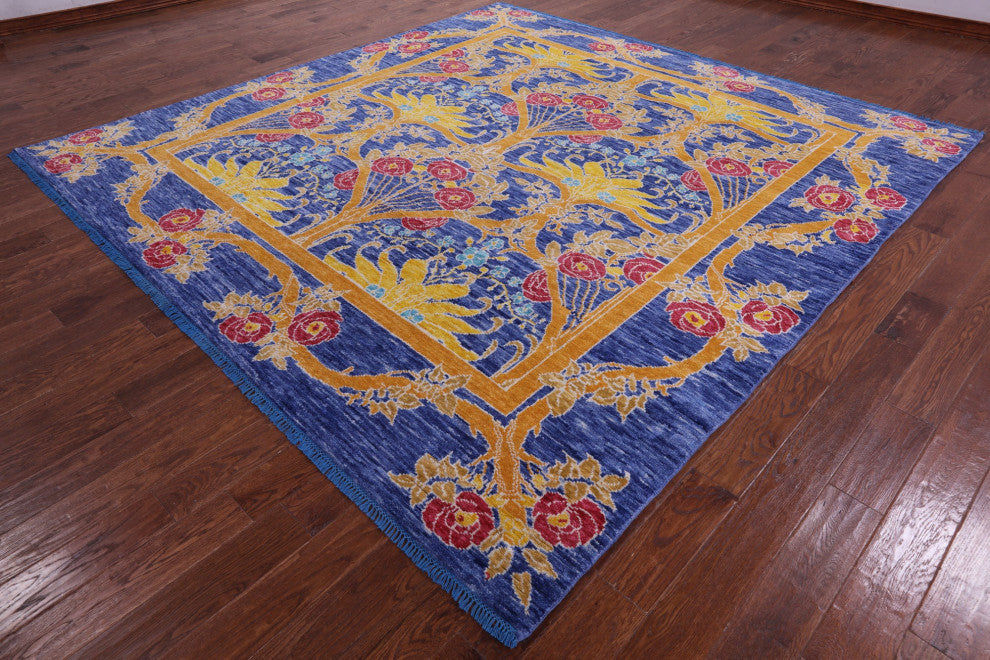 10' Square William Morris Hand-Knotted Wool Rug - Q14969