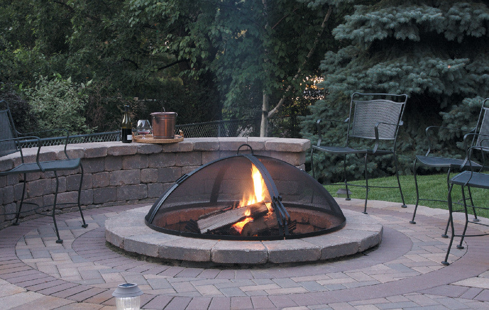 Master Flame 53" Diameter Fire Pit Screen, Hinged Round, Hybrid