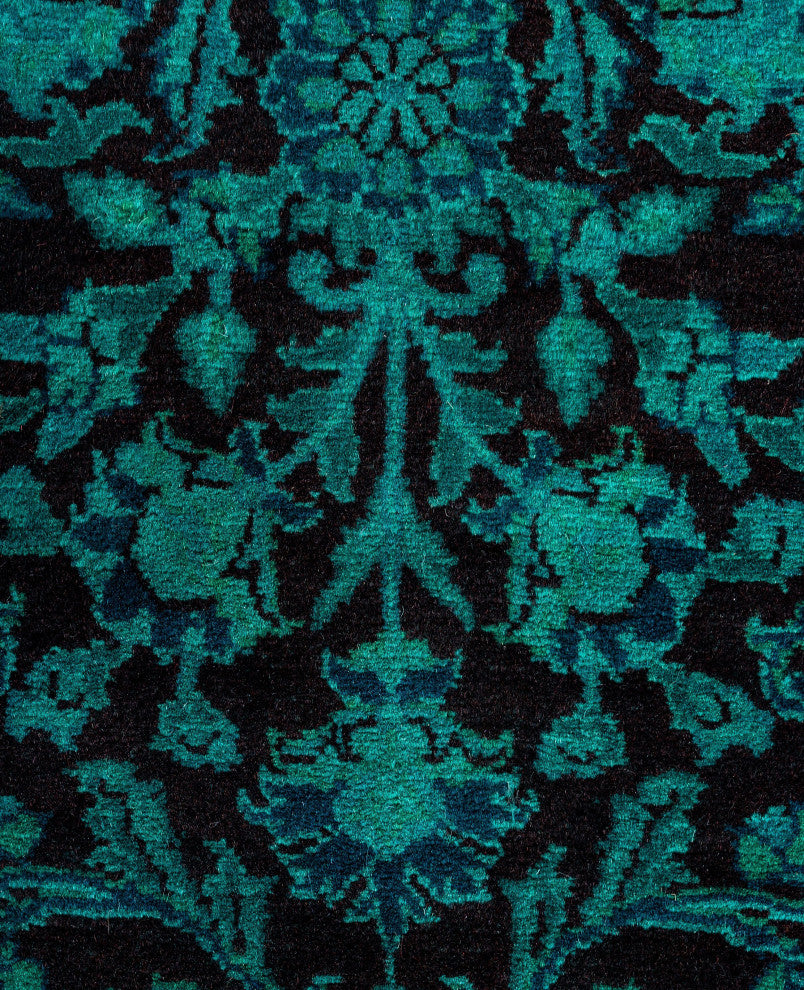 Overdyed One-of-a-Kind Hand-Knotted Area Rug Green, 3' 1" x 5' 2"