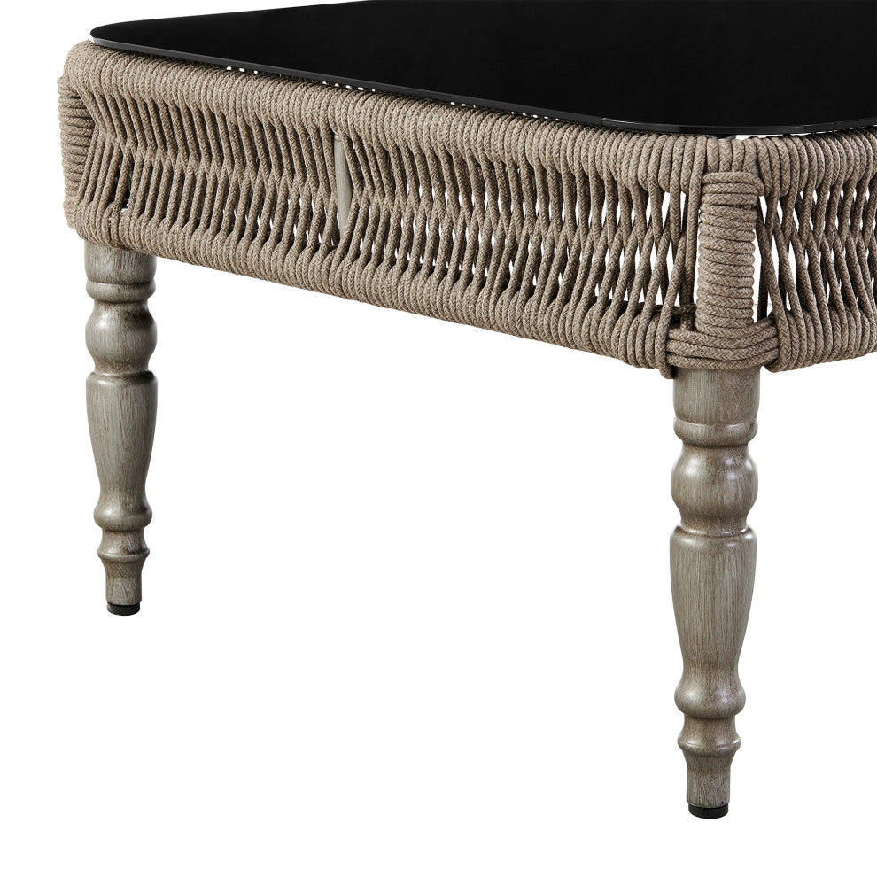 Safari 4-Piece Outdoor Aluminum and Rope Seating Set With Beige Cushions