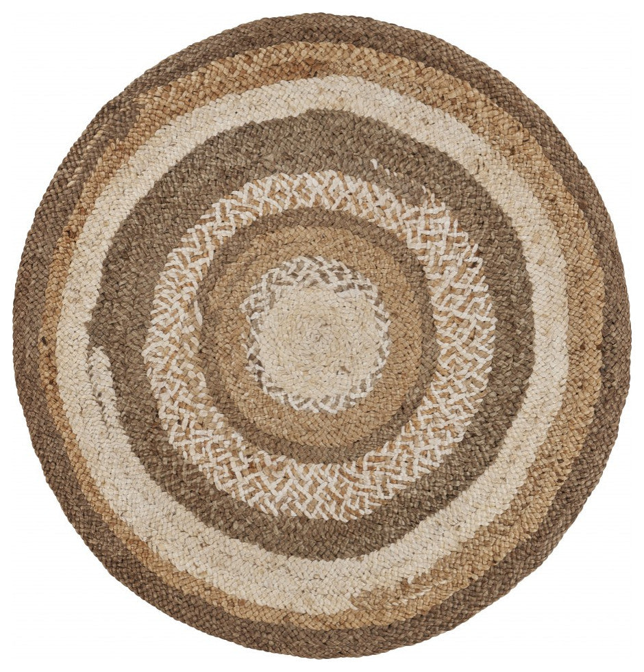 Multicolored Concentric Boutique Jute Rug