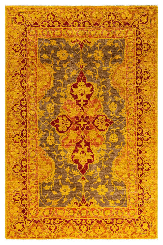 Overdyed, One-of-a-Kind Hand-Knotted Area Rug Brown, 6'1"x9'0"