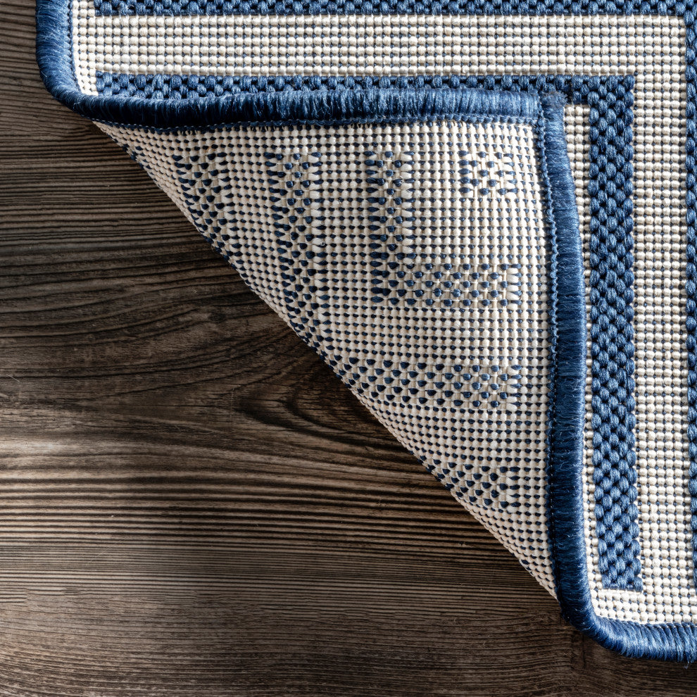 Nuloom Asha Simple Border Indoor/Outdoor Striped Area Rug, Navy 3'6"x5'