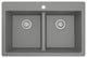 Karran 33" Top Mount Double Equal Bowl Quartz Kitchen Sink, Grey