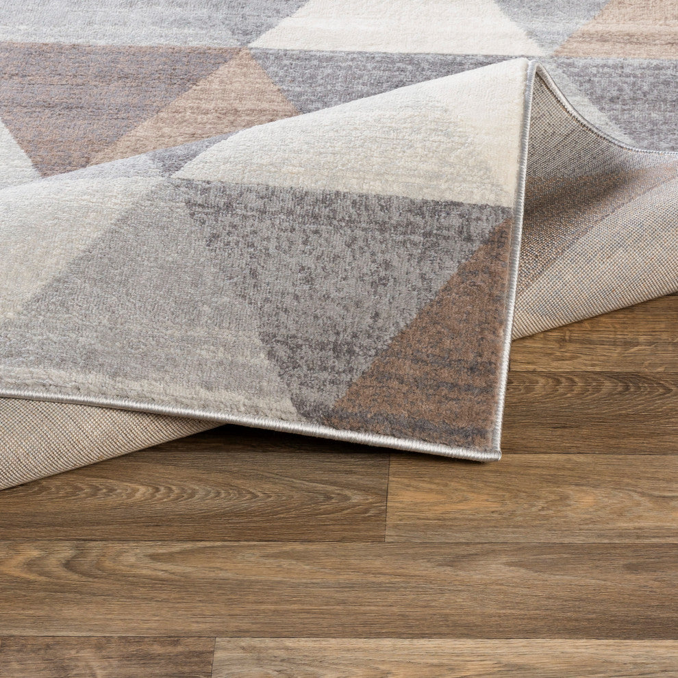 Surya Roma ROM-2303 6'7"x9' Rug, Medium Gray/Camel/Tan/Light Gray/White