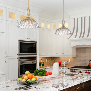 Golden Lighting 6952-M CLR Audra 12"W Pendant - Matte Black