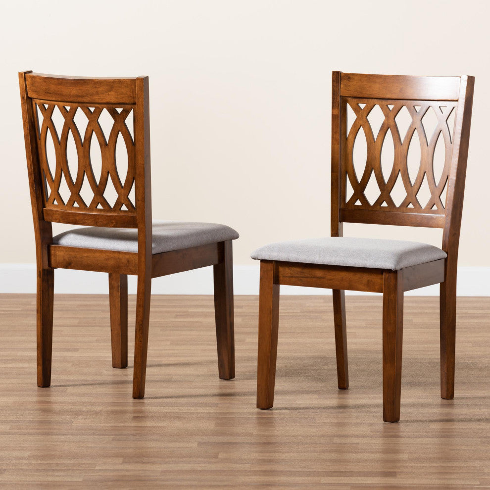 Denia Dining Collection, Gray/Walnut Brown, Dining Chair, Set of 2