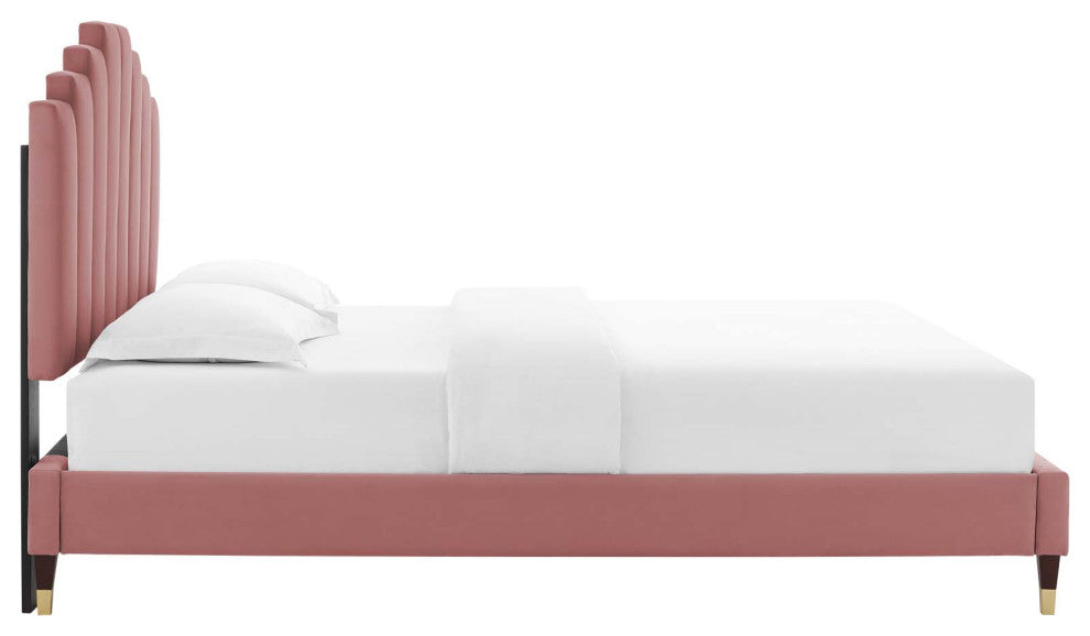Elise Queen Performance Velvet Platform Bed MOD-6691-DUS