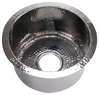 Nantucket Sinks' 15" Hand Hammered Round Bar Sink, Rs15-Ss