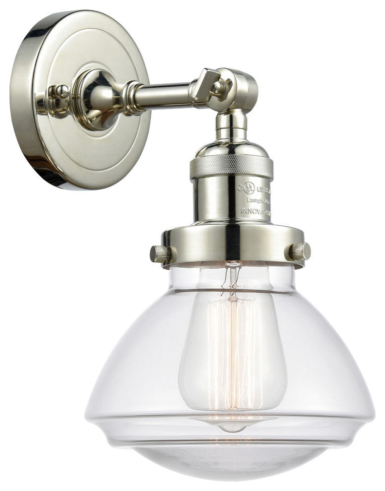 Olean 1-Light Sconce, Polished Nickel, Clear