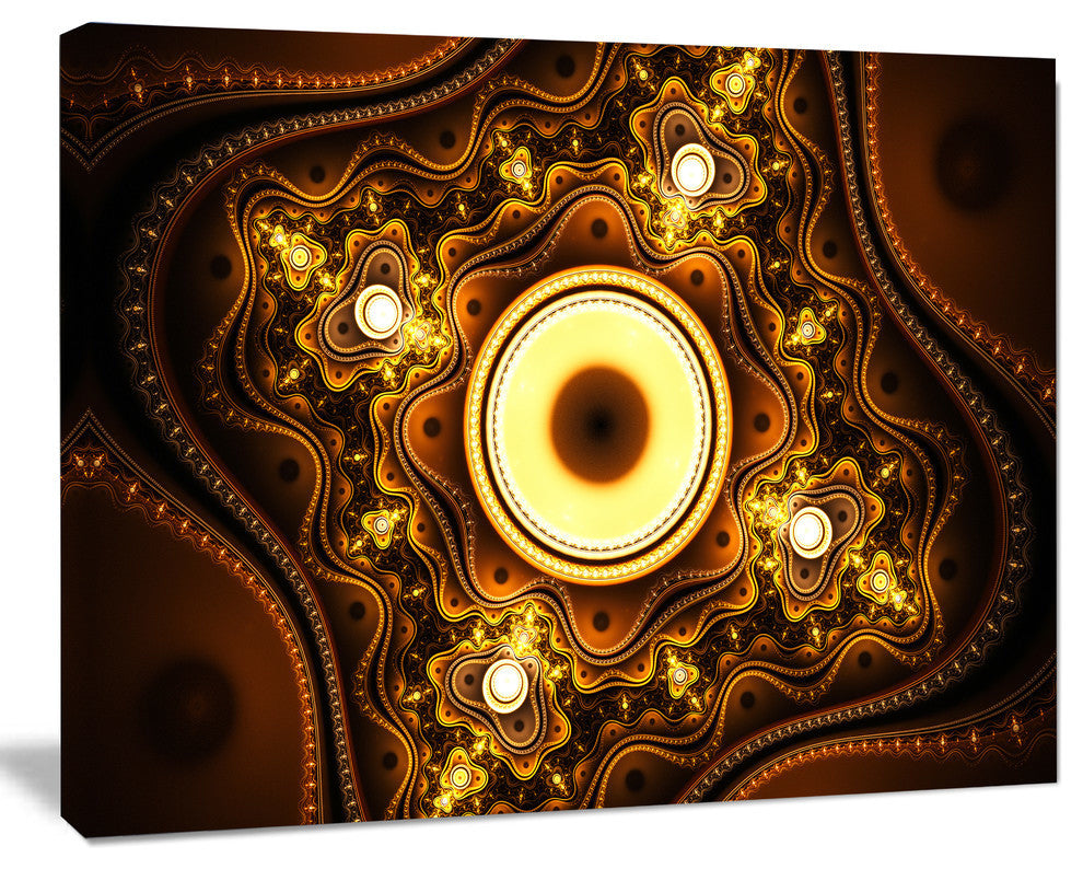 Brown Fractal Pattern with Circles, Abstract Canvas Art Print, 40x30