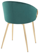 Claire Chair, Gold Metal, Emerald Green Velvet