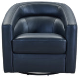 Desi Contemporary Swivel Accent Chair in Black Genuine Leather