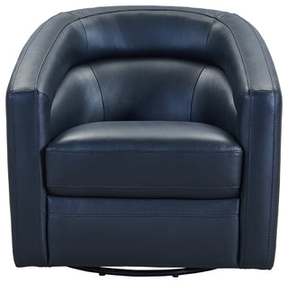 Desi Contemporary Swivel Accent Chair in Black Genuine Leather