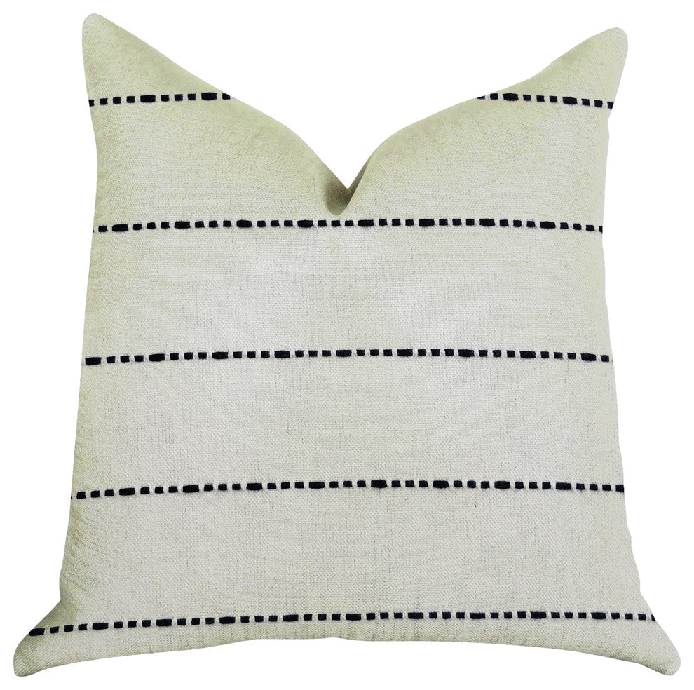 Interweave Vanilla Bean Luxury Throw Pillow in Black and White, 22"x22"