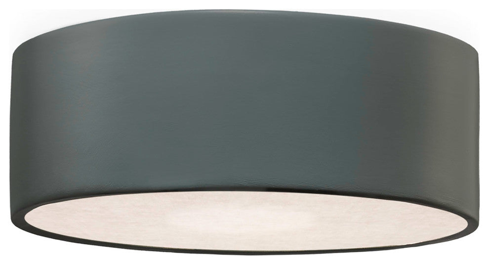 Short Round LED Flush, Pewter Green