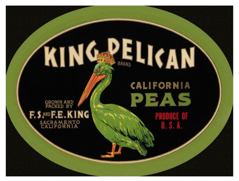 "King Pelican California Peas" Digital Paper Print by Retrolabel, 18"x14"