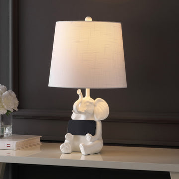 Modern Shabby Chic Resin/Iron Happy Elephant LED Kids'' Table Lamp, Phone Stan