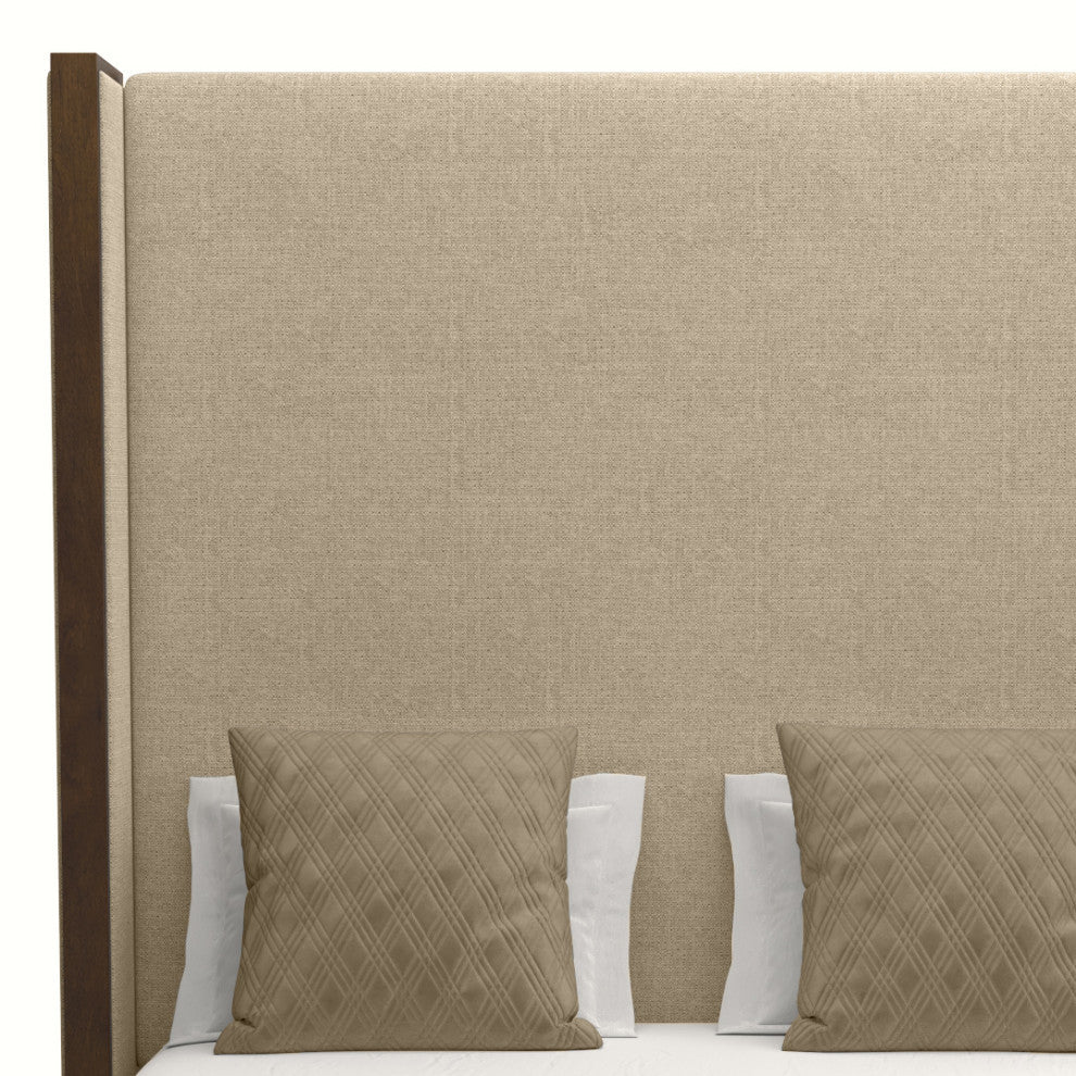 Nativa Interiors Irenne Plain Bed, Flax, King, High Headboard