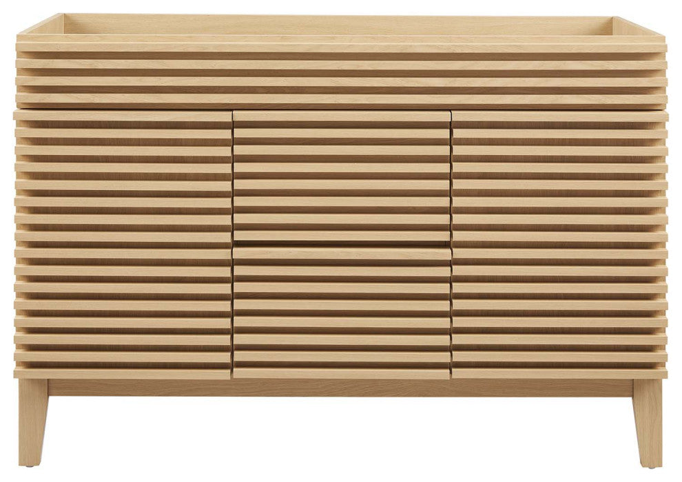 Render 48" Double Bathroom Vanity Cabinet, Oak