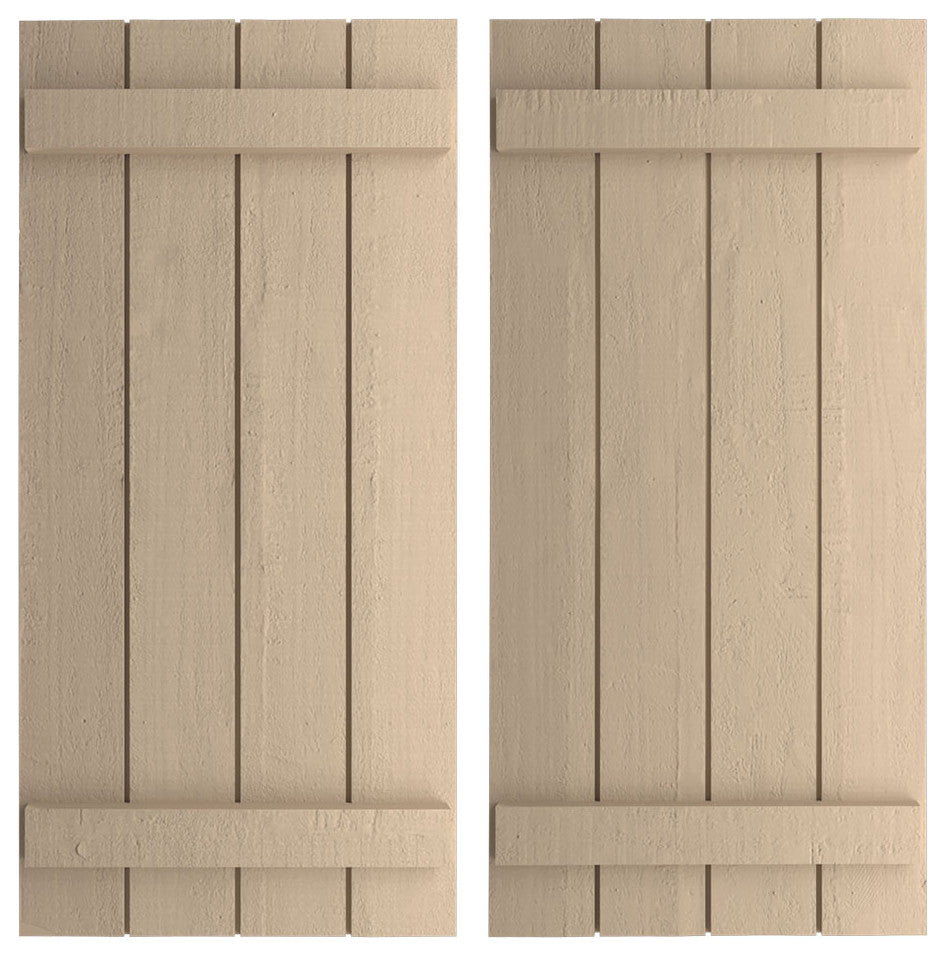 Rustic 4 Board Joined B-N-B Faux Wood Shutters, Rough Cedar, 22x36"