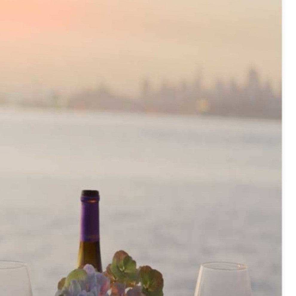Up Close Sunset Wine Night For Two City 4 Giclee Wrap Canvas Wall Art
