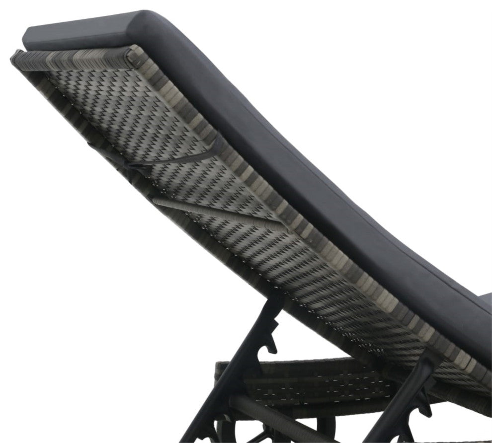 Vidaxl Sun Lounger With Wheels and Cushion Poly Rattan Anthracite