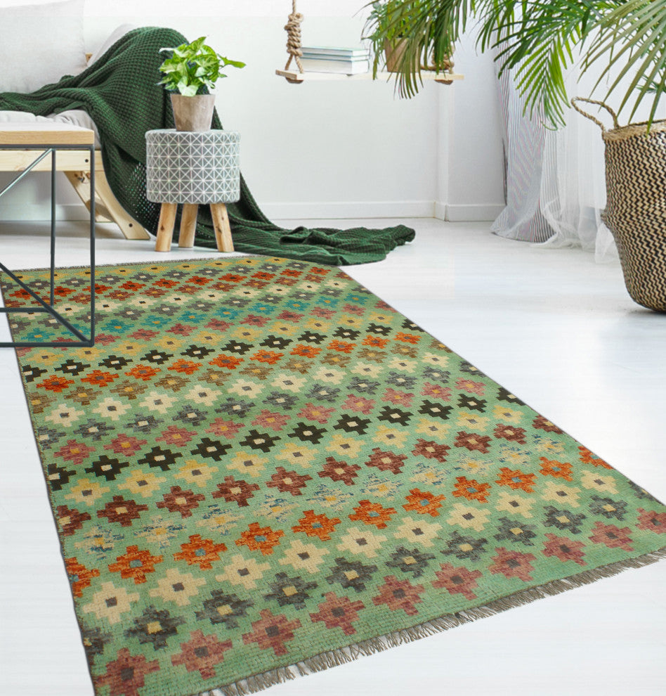 Balochi Ademi Light Green/Ivory Rug, 3'2x5'1