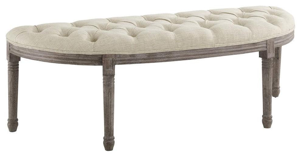 Esteem Vintage French Upholstered Fabric Semi-Circle Bench