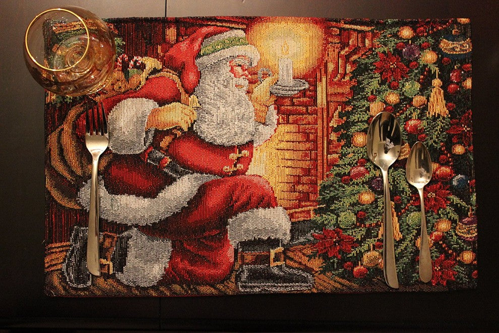 Tapestry Festive Christmas Holiday Down The Chimney Placemats, Set Of 4