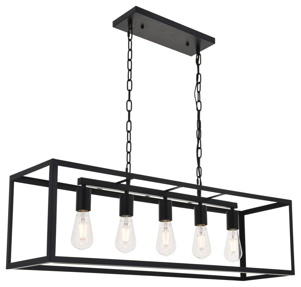 Black Finish 5-Light Pendant