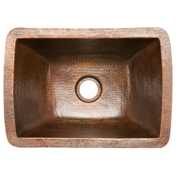 BRECDB2 Rectangle 16 Gauge Hammered  Copper Prep Sink