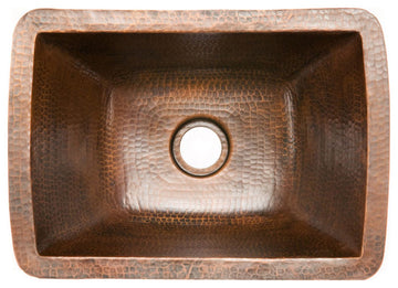 BRECDB2 Rectangle 16 Gauge Hammered  Copper Prep Sink