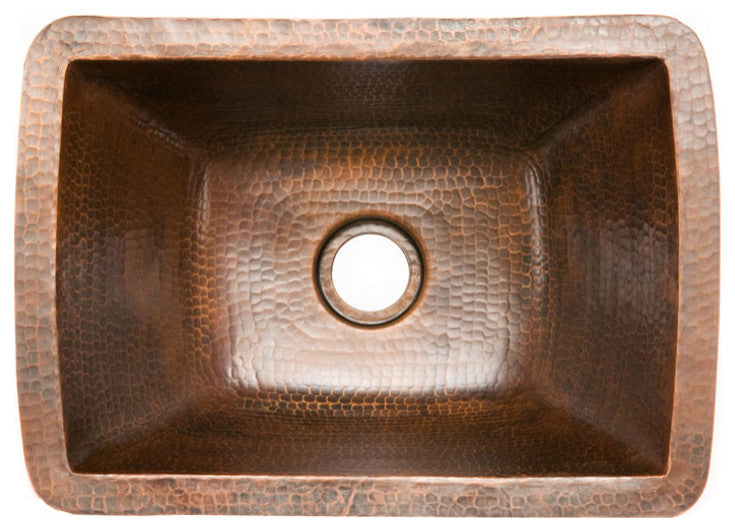 BRECDB2 Rectangle 16 Gauge Hammered  Copper Prep Sink