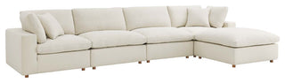 Commix Down Filled Overstuffed 5-Piece Sectional Sofa Set, Light Beige