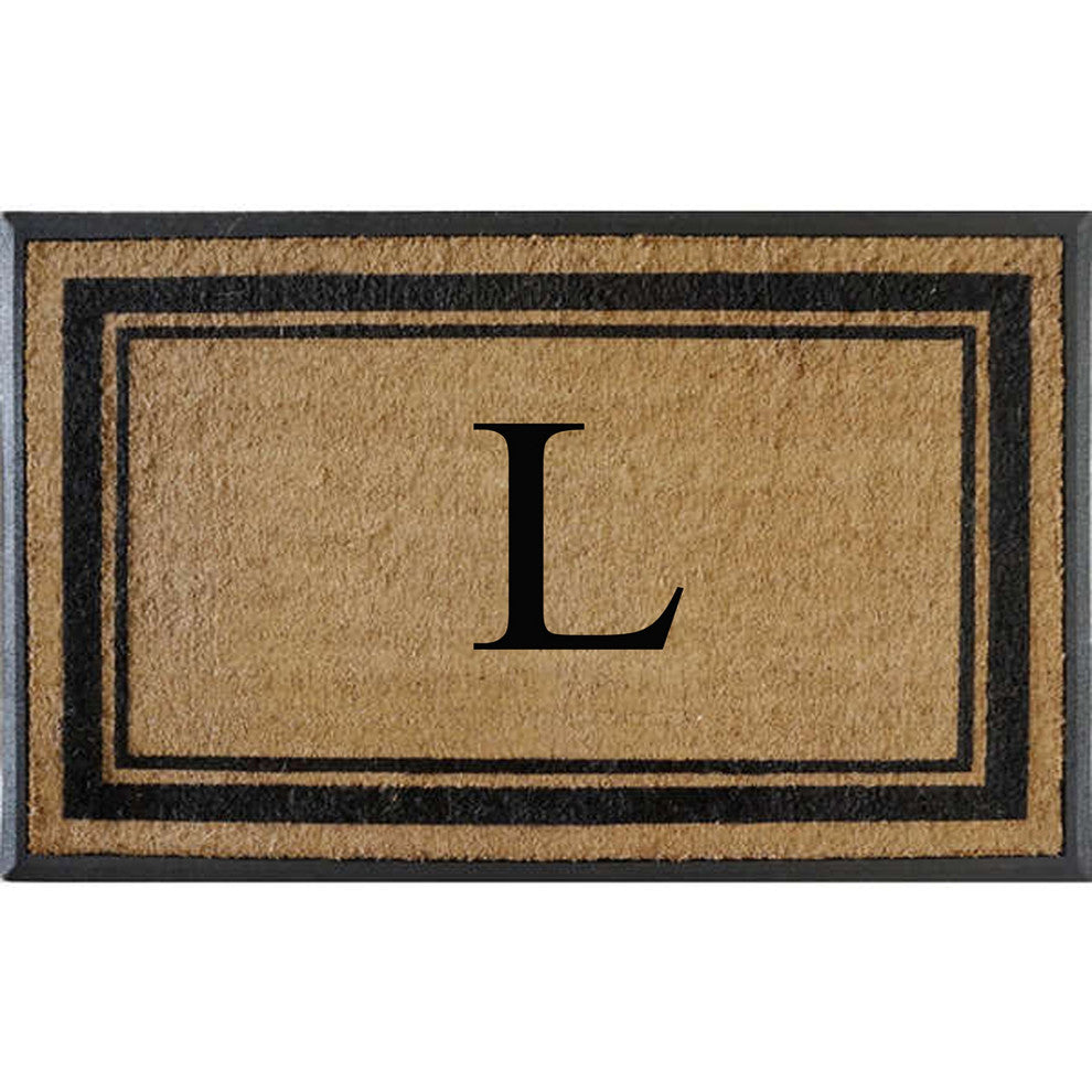 A1HC Markham Border Flocked Extra Large Monogrammed Doormat, 30"X48", L