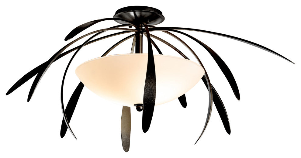Dahlia Medium Semi-Flush, Black Finish, Opal Glass