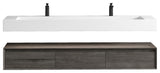 Alysa 72" Floating Bath Vanity, Acrylic Sink/Double Faucet Hole, Smoke Oak