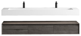 Alysa 72" Floating Bath Vanity, Acrylic Sink/Double Faucet Hole, Smoke Oak