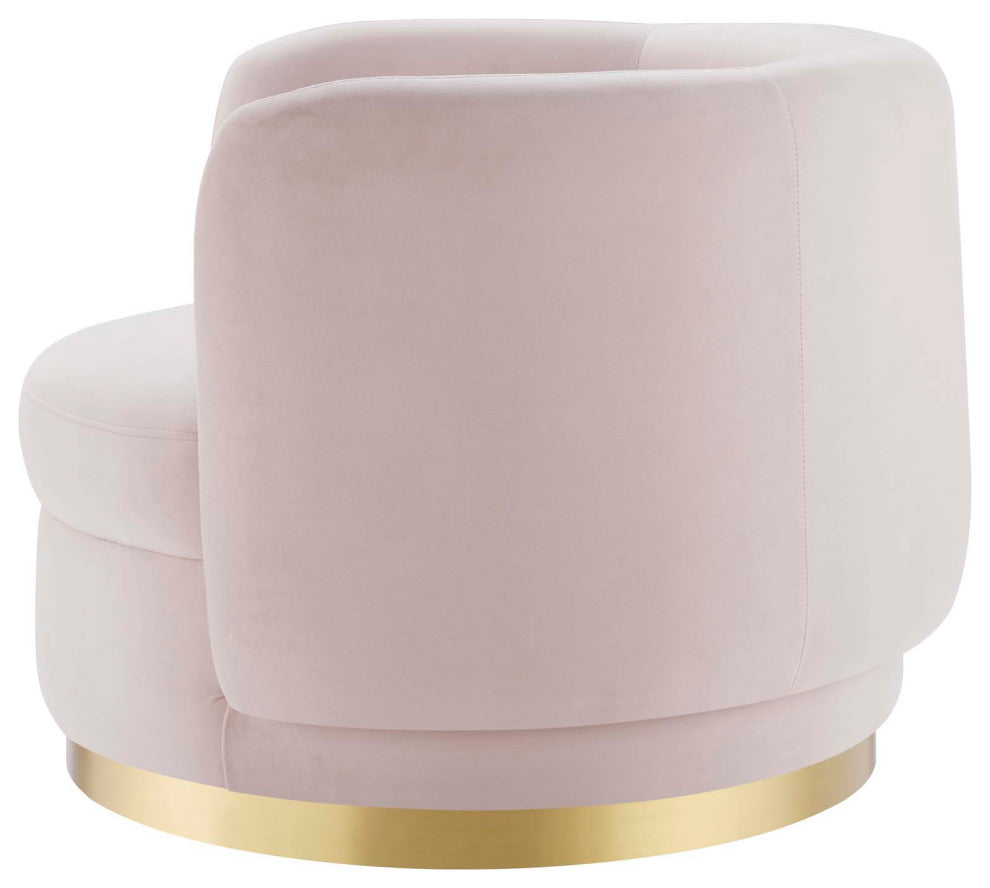 Armchair Swivel Accent Chair, Pink Gold, Velvet, Modern, Lounge Hospitality