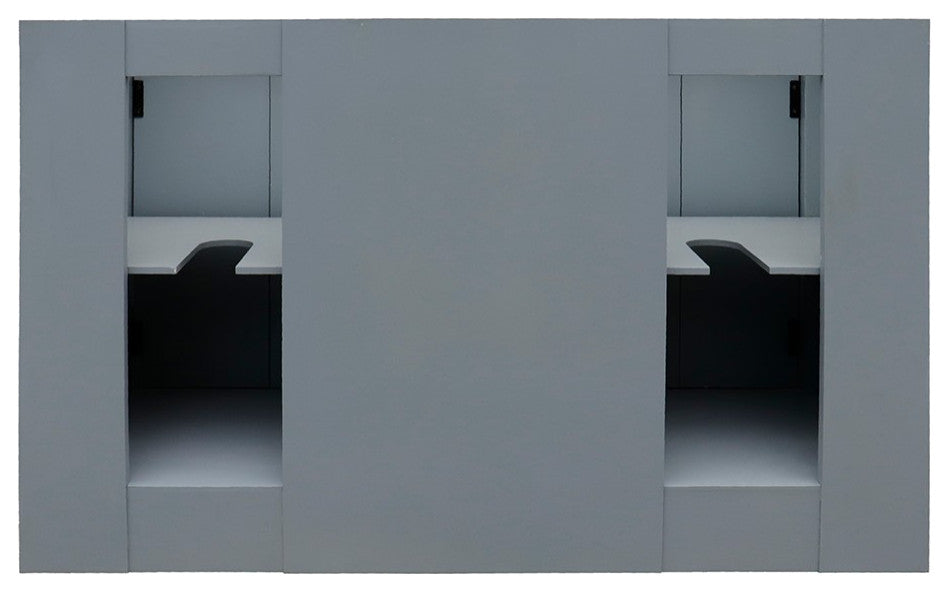 55" Double Vanity, Gray Ash Finish With Black Galaxy Granite Top