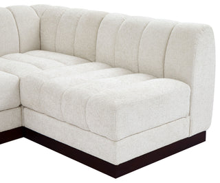 Quinn Chenille Upholstered 8-Piece L-Shaped Modular Sectional, Cream
