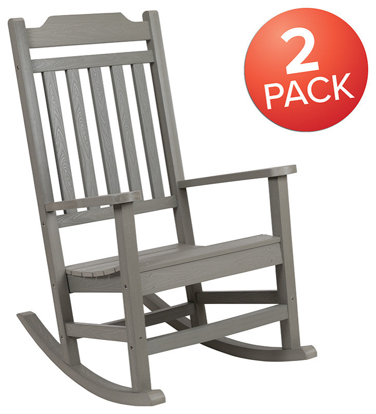 Set of 2 Winston All-Weather Rocking Chair in Gray Faux Wood