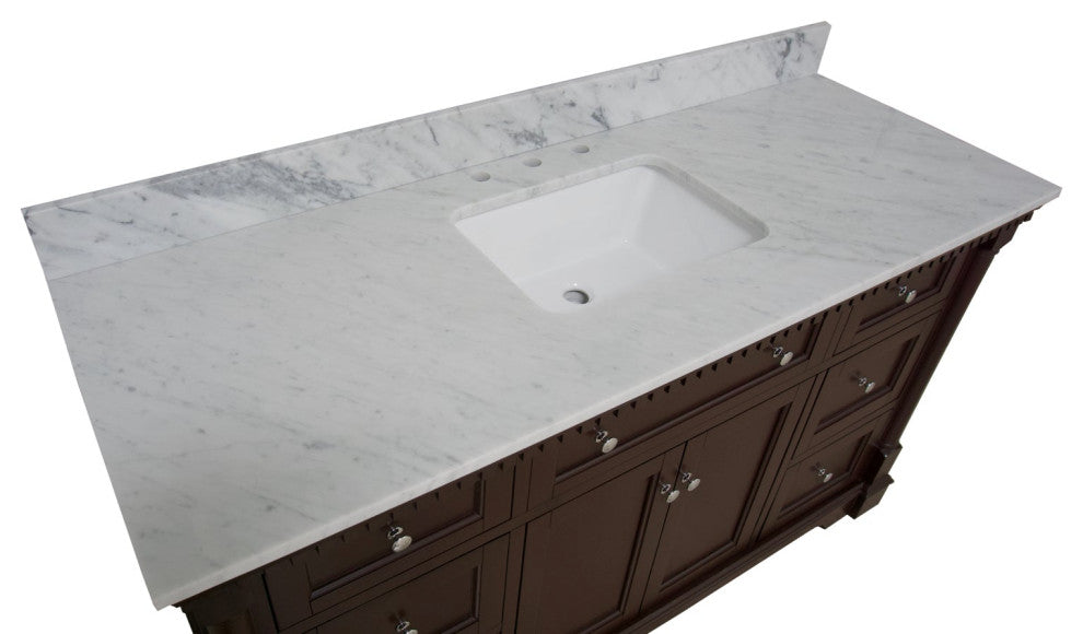 Sydney 60" Bathroom Vanity, Chocolate, Carrara Marble, Single Sink