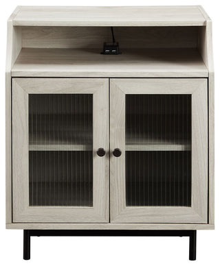 22" Fluted Glass 2 Door Nightstand with USB - Birch
