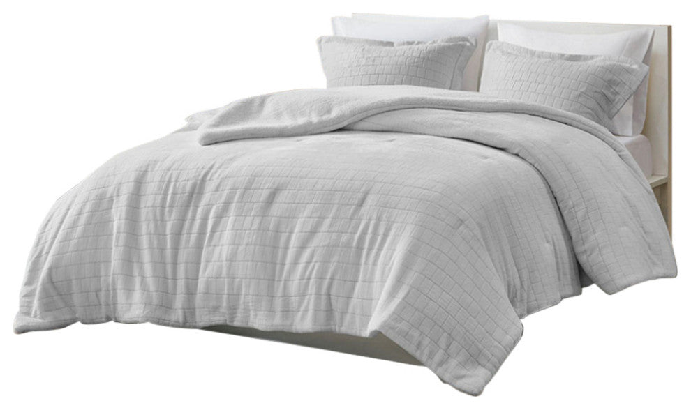 True North by Sleep Philosophy Laurie Tegula Plush Sherpa Comforter Set, Grey, G