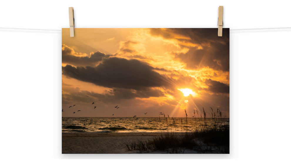 Seaside Themed Wall Art: Anna Maria Island Cloudy Beach Sunset 1 Print, 12" X 16"